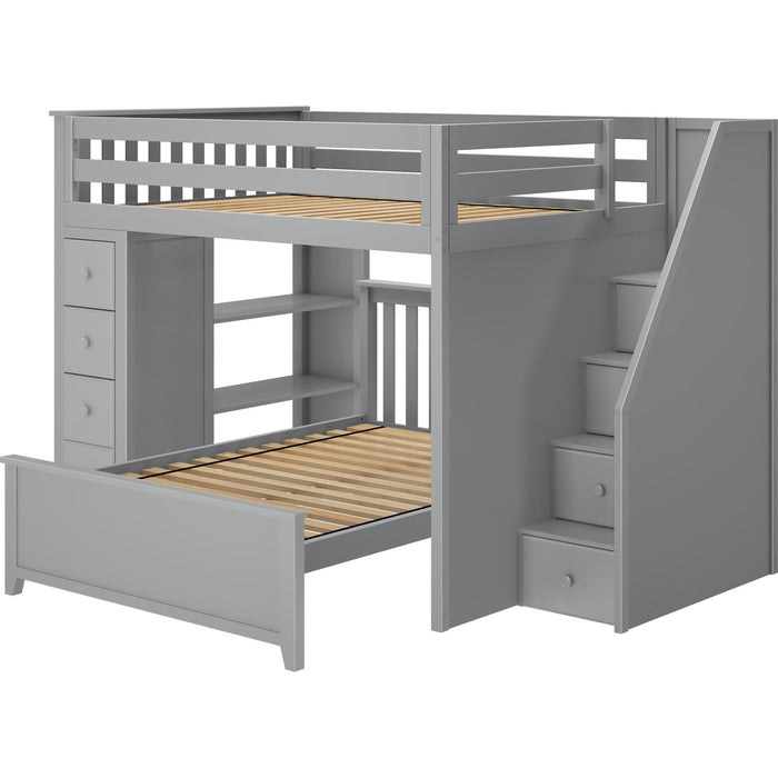 Jackpot Deluxe Full over Full L-shape Bunk with Staircase + Storage