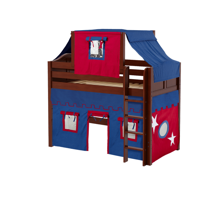 Maxtrix Twin Mid Loft Bed with Straight Ladder, Curtain + Top Tent (800 Lbs. Rating)