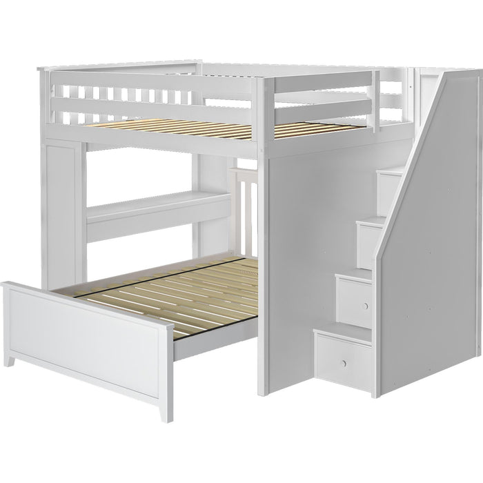 Jackpot Deluxe Full over Full L-Shape Bunk with Staircase + Desk