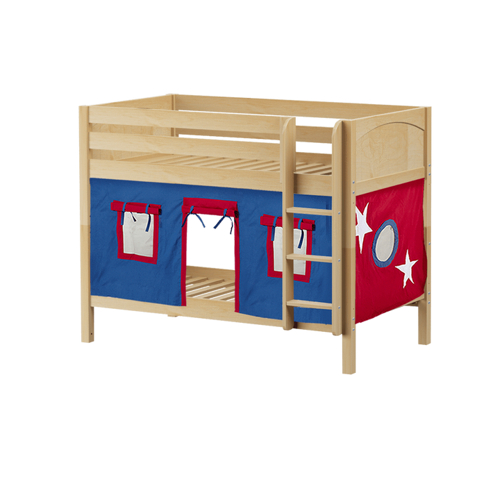 Maxtrix Twin Low Bunk Bed with Straight Ladder + Curtain (800 Lbs. Rating)