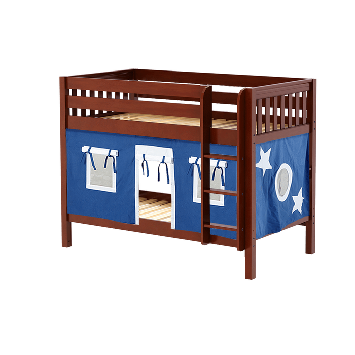 Maxtrix Twin Low Bunk Bed with Straight Ladder + Curtain (800 Lbs. Rating)