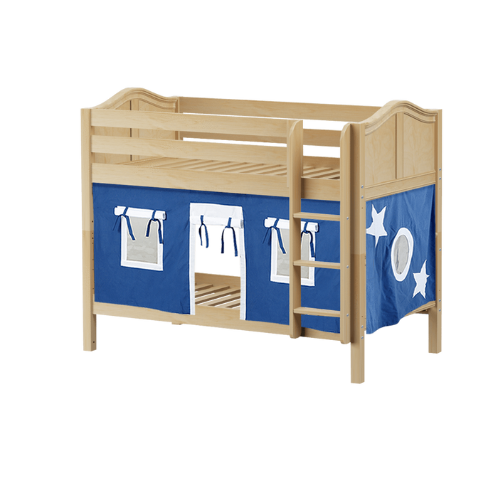 Maxtrix Twin Low Bunk Bed with Straight Ladder + Curtain (800 Lbs. Rating)