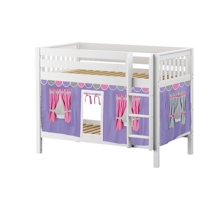Maxtrix Twin Low Bunk Bed with Straight Ladder + Curtain (800 Lbs. Rating)