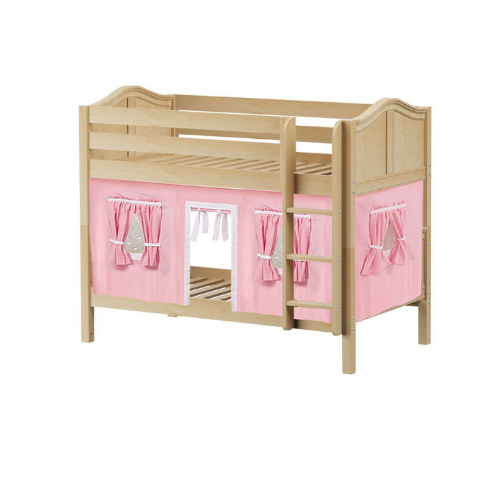 Maxtrix Twin Low Bunk Bed with Straight Ladder + Curtain (800 Lbs. Rating)