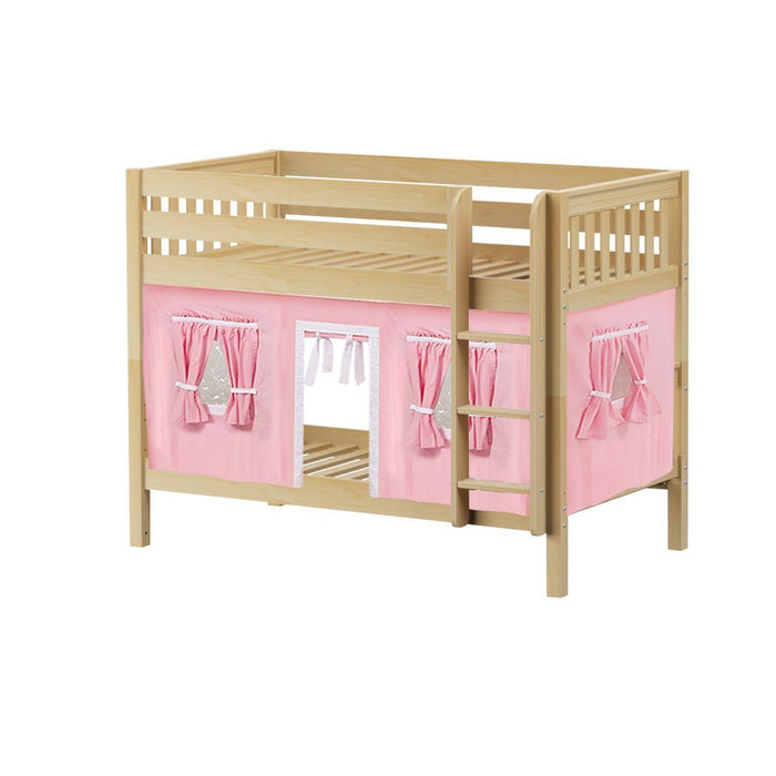 Maxtrix Twin Low Bunk Bed with Straight Ladder + Curtain (800 Lbs. Rating)