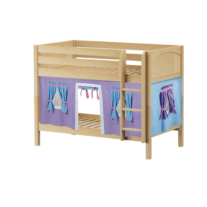 Maxtrix Twin Low Bunk Bed with Straight Ladder + Curtain (800 Lbs. Rating)