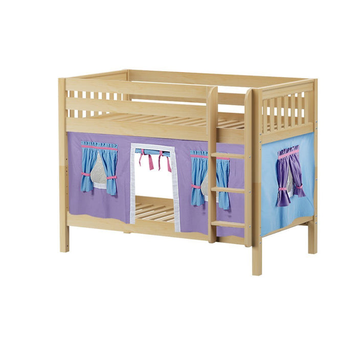Maxtrix Twin Low Bunk Bed with Straight Ladder + Curtain (800 Lbs. Rating)
