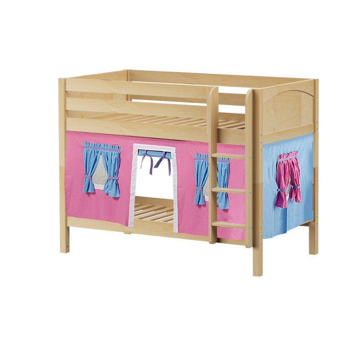 Maxtrix Twin Low Bunk Bed with Straight Ladder + Curtain (800 Lbs. Rating)