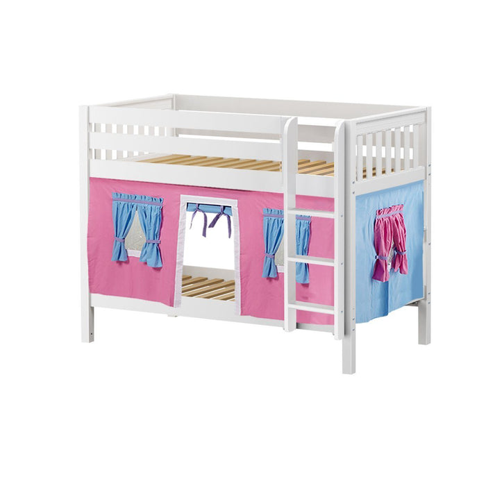 Maxtrix Twin Low Bunk Bed with Straight Ladder + Curtain (800 Lbs. Rating)