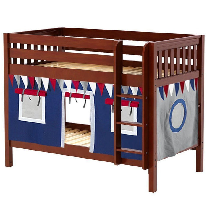 Maxtrix Twin Low Bunk Bed with Straight Ladder + Curtain (800 Lbs. Rating)