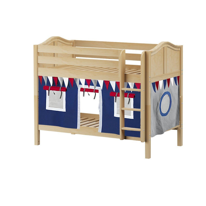 Maxtrix Twin Low Bunk Bed with Straight Ladder + Curtain (800 Lbs. Rating)