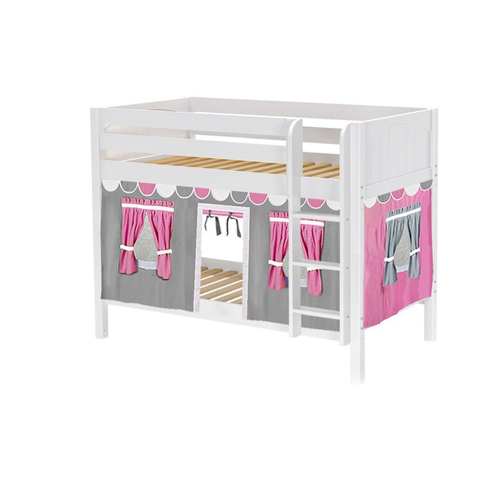 Maxtrix Twin Low Bunk Bed with Straight Ladder + Curtain (800 Lbs. Rating)