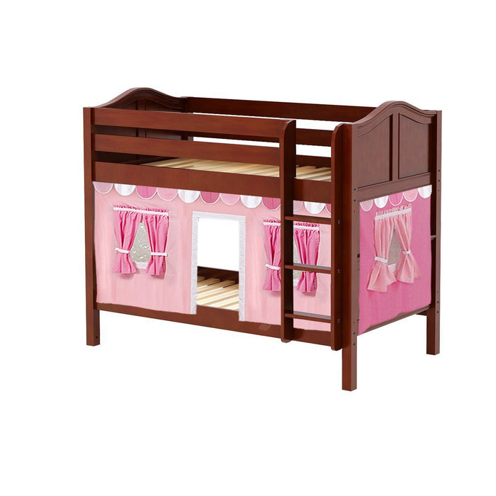 Maxtrix Twin Low Bunk Bed with Straight Ladder + Curtain (800 Lbs. Rating)