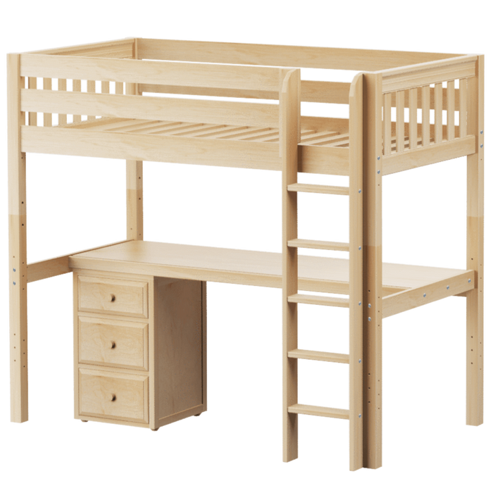 Maxtrix Twin XL High Loft Bed with Straight Ladder + Desk (800 Lbs. Rating)