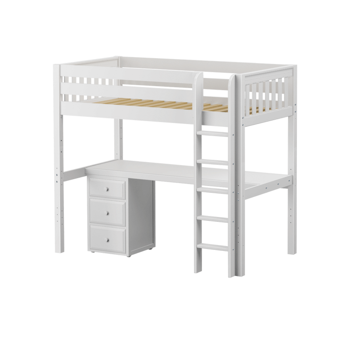 Maxtrix Twin High Loft Bed with Straight Ladder + Desk (800 Lbs. Rating)