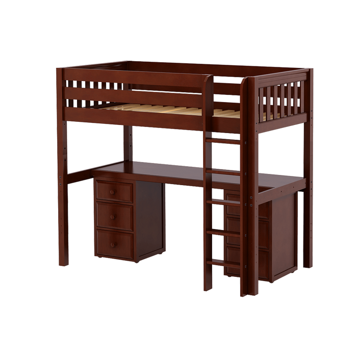Maxtrix Twin High Loft Bed with Straight Ladder + Desk (800 Lbs. Rating)