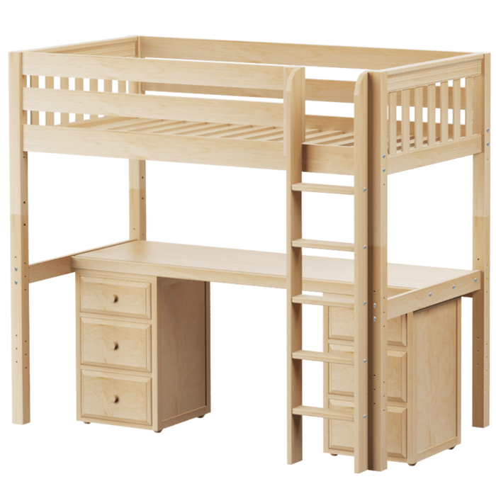 Maxtrix Twin XL High Loft Bed with Straight Ladder + Desk (800 Lbs. Rating)