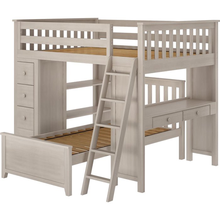 Jackpot Deluxe Full over Twin L-Shape Bunk with Desk + Storage