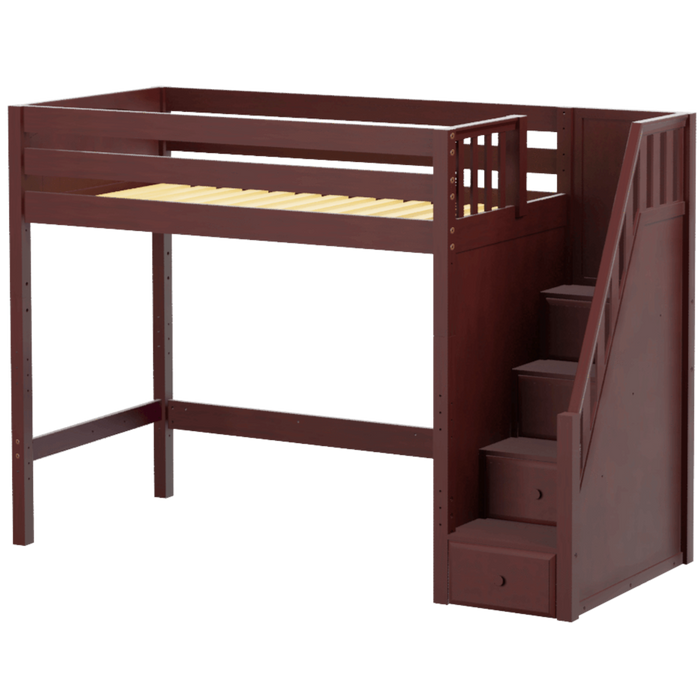 Maxtrix Twin High Loft Bed with Stairs (800 Lbs. Rating)