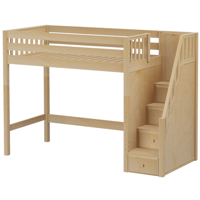 Maxtrix Twin High Loft Bed with Stairs (800 Lbs. Rating)