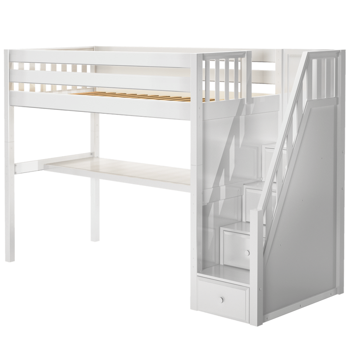 Maxtrix Twin XL High Loft Bed with Stairs + Desk (800 Lbs. Rating)