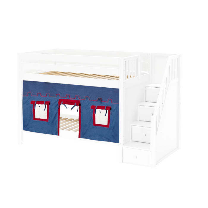 Maxtrix Twin Medium Bunk Bed with Stairs+ Curtain (800 Lbs. Rating)