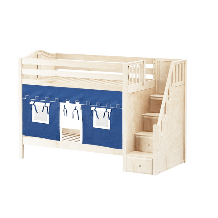 Maxtrix Twin Medium Bunk Bed with Stairs+ Curtain (800 Lbs. Rating)