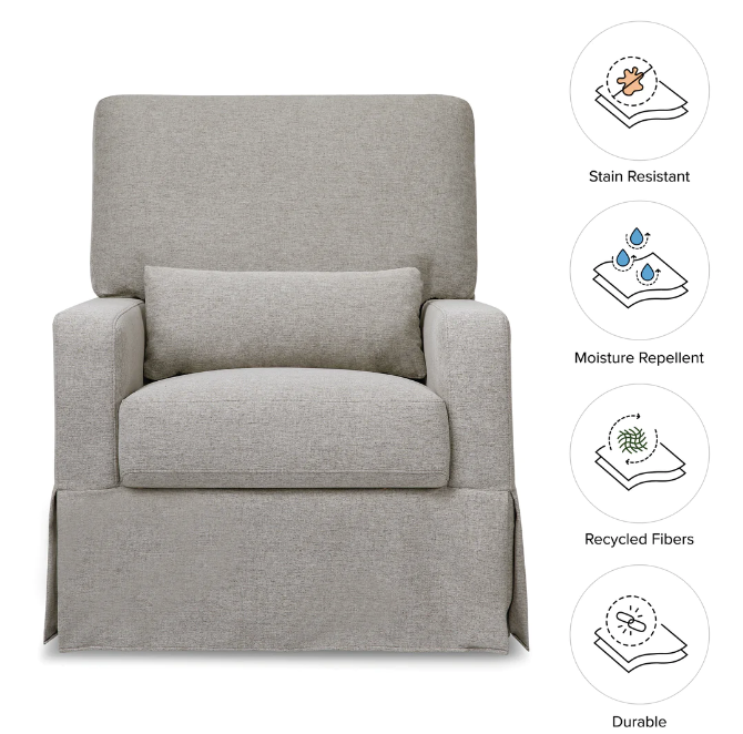 Crawford Pillowback Comfort Swivel Glider in Eco-Performance Fabric | Water Repellent & Stain Resistant