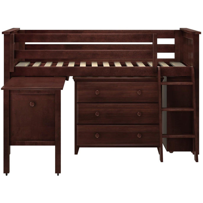 Jackpot Deluxe Twin Storage Loft Bed with Two Dressers and Desk