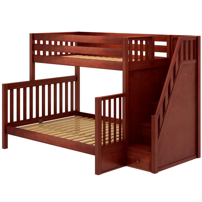 Maxtrix High Twin XL over Queen Bunk Bed with Stairs (800 Lbs. Rating)