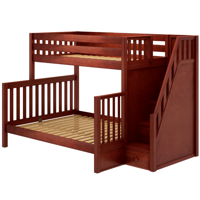 Maxtrix High Twin XL over Queen Bunk Bed with Stairs 800 Lbs
