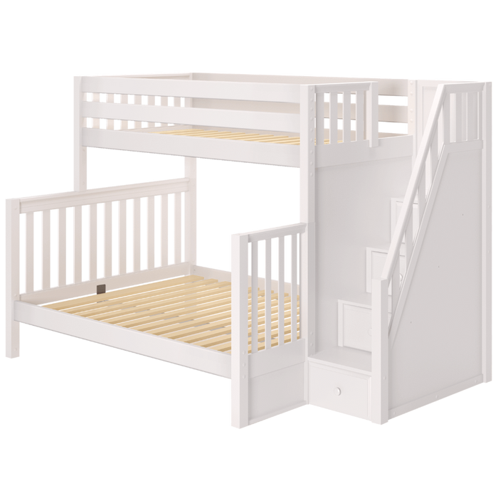 Maxtrix High Twin XL over Queen Bunk Bed with Stairs (800 Lbs. Rating)