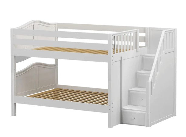 Maxtrix Full Curved Bunk Bed with Stairs (800 Lbs. Rating)