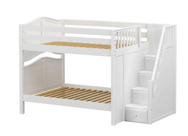 Maxtrix Full Curved Bunk Bed with Stairs (800 Lbs. Rating)