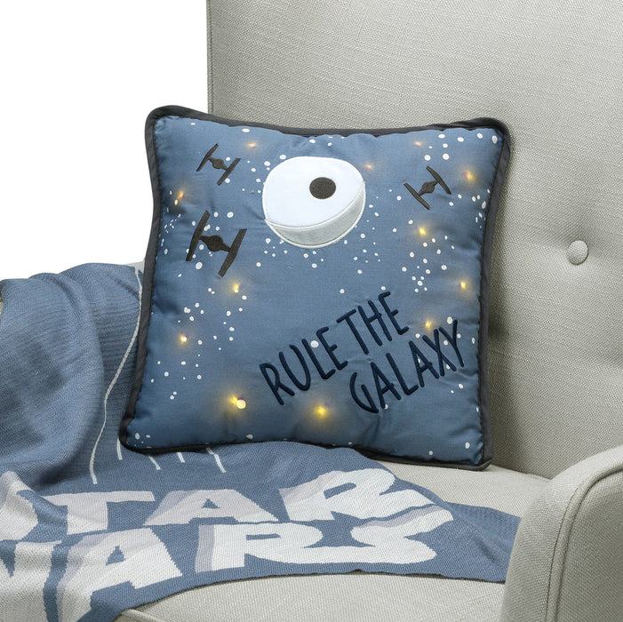 Lambs & Ivy Star Wars Signature Galaxy LED Light-Up Decorative Throw Pillow