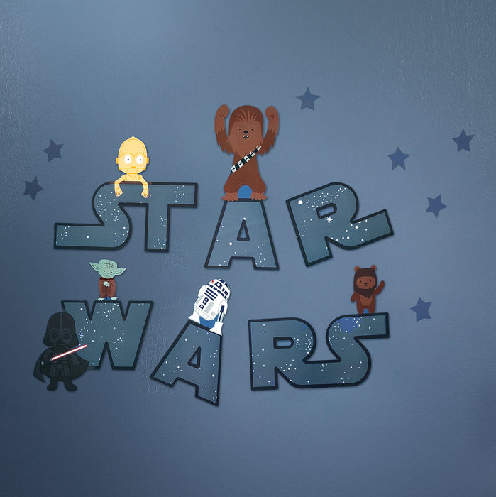 Lambs & Ivy  Star Wars Logo Wall Decals w/ Yoda/R2D2/Darth Vader and more - Blue