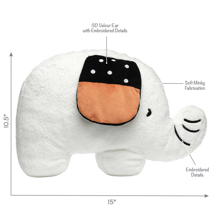 Lambs & Ivy Patchwork Jungle Pillow Plush White Elephant Stuffed Animal Toy