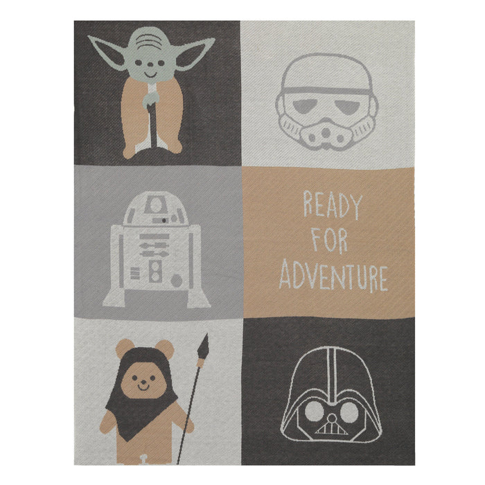 Lambs & Ivy Star Wars The Force Knit Baby Blanket - Yoda/Ewok/R2-D2/Vader