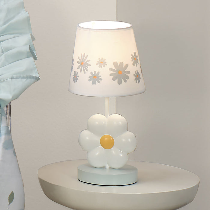 Lambs & Ivy Sweet Daisy White Floral Nursery/Child Lamp with Shade & Bulb